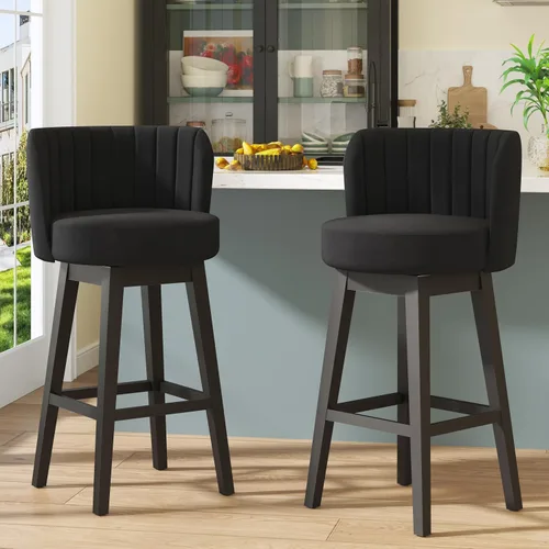 Miniatura 13 de COCO DESIGN - Juego de 2 taburetes de bar giratorios, 24" de altura del asiento, taburetes de bar de estilo moderno de mediados de siglo