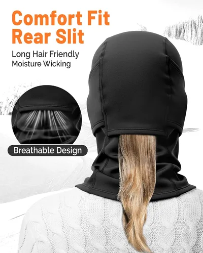 Miniatura 4 de GXCROR Pasamontañas de esquí para hombres y mujeres, máscara facial de invierno para clima frío, resistente al viento, térmica, motocicleta