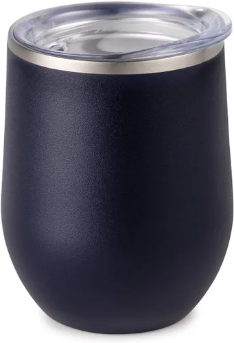 Miniatura 42 de Maars Bev - Vaso de vino de acero inoxidable sin tallo con tapa, aislado al vacío de 12 onzas, a prueba de derrames, apto para viajes, vasos midnight