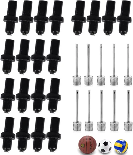 Paquete de 30 agujas de bomba de baloncesto, adaptador de aguja de inflado de aire, kit de boquilla de válvula de inflado, repuesto para fútbol,