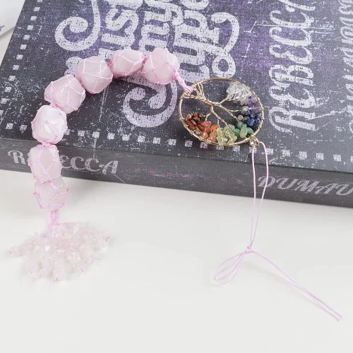 Miniatura 5 de Adornos colgantes de piedras de chakra del árbol de la vida, espejos retrovisores de automóvil, decoración de cristal curativo, accesorios