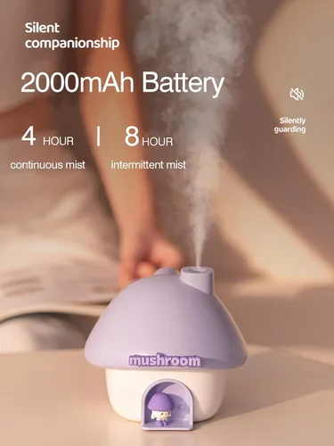Miniatura 4 de Lindo humidificador de casa de hongos, humidificador pequeño de niebla fría de 10.1 fl oz, mini humidificador de aire portátil recargable por USB