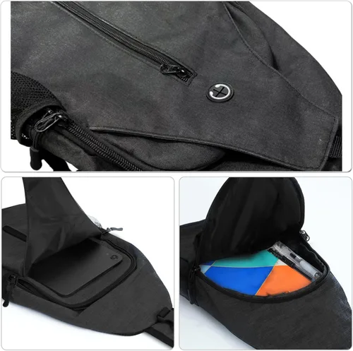 Miniatura 4 de angel wish Bandolera Crossbody-Bag Mochila para mujer y hombre, mochila de excursión en el pecho con bolsillo para botella de agua, mochilas