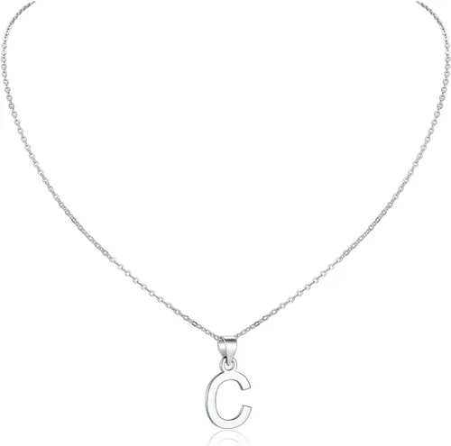 Miniatura 3 de SILVERCUTE Initial NecklaceEarrings for Women Girls, Hypoallergneic 925 Sterling Silver Fine Jewelry, Cute Dainty Name Chain Choker, Letter Pendant