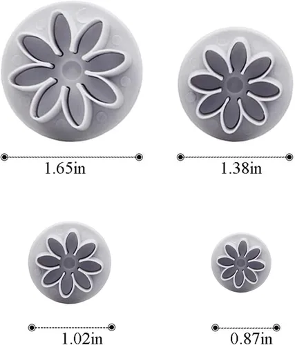 Miniatura 6 de Cortador de fondant de girasol, moldes de flores para fondant, 4 unidades, crisantemo, 8 pétalos, cortador de émbolo de margarita, juego de corte