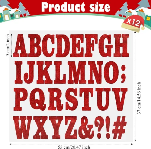 Miniatura 2 de 279 Piezas Letras Navideñas para Planchar de 2 Pulgadas A-Z Letras de Flocado Letras de Transferencia Calcomanías para Calcetines Letras de Alfabeto