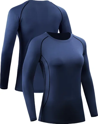 Miniatura 86 de CADMUS Paquete de 1 o 3 camisetas de entrenamiento de manga larga para mujer, camiseta de compresión de ajuste seco para correr