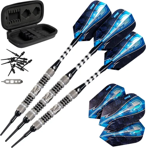 Miniatura 15 de Viper Astro - Juego de dardos de punta suave de 80% tungsteno con estuche anillos azules