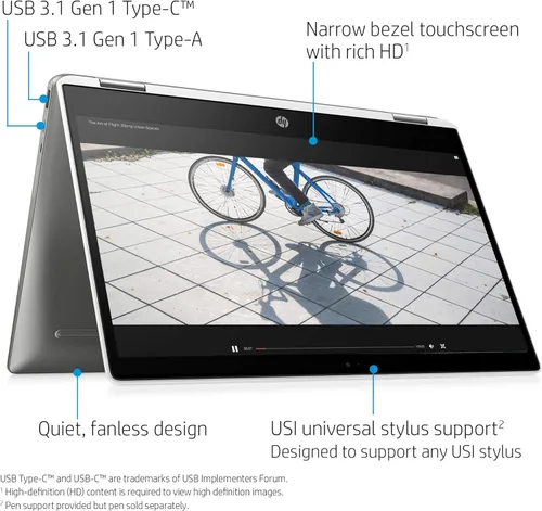 Miniatura 3 de HP Chromebook x360 - Laptop con pantalla táctil HD de 14 pulgadas, Intel Celeron N4000, 4 GB de RAM, 32 GB eMMC, cromado