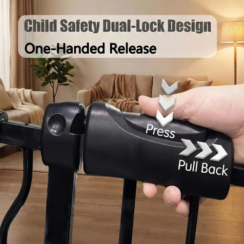 Miniatura 4 de Puerta para bebés y perros de 34 a 38.5 pulgadas, cierre automático, puerta de seguridad interior montada en tensión para escaleras y puertas, metal