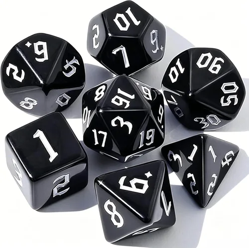 Miniatura 11 de CiaraQ DND - Juego de dados poliédricos con bolsa de dados para juegos de rol de Calabozos y Dragones RPG MTG (fuente negra y dorada)