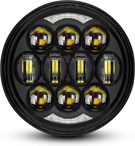 Faro delantero redondo de proyección LED aprobado por DOT de 80 W, 5-3/4 pulgadas, 5.75 pulgadas, compatible con Dyna Street Bob Super Wide Glide