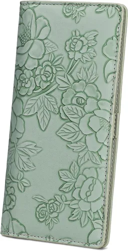 Miniatura 9 de FALAN MULE Cartera delgada ultrafina para mujer, de cuero plegable, bloqueo RFID, tarjetero de diseño, Negro