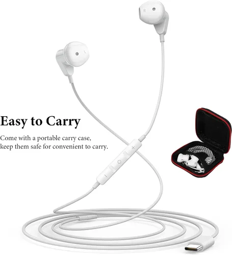 Miniatura 6 de Auriculares USB C para iPad Pro iPhone Air 17 16 15 Pro Max HiFi Stereo USB-C Auriculares con cable Micrófono Control de Volumen Tipo C Auriculares