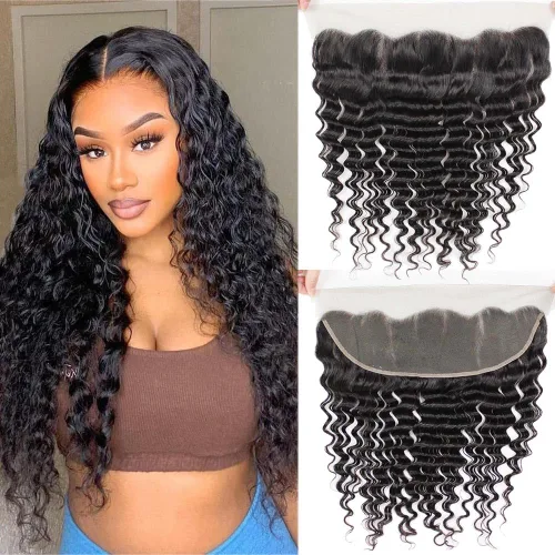 Miniatura 14 de CHEEON Frontal de encaje HD de 13 x 4 de 12 pulgadas, cabello humano brasileño ondulado con cierre frontal de encaje, 100% cabello humano virgen sin