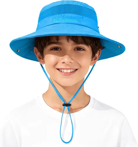 Miniatura 10 de Zando Sombrero de sol para niños al aire libre, UPF 50+, impermeable, sombrero de pescador para niños y niñas, ala ancha, resistente al viento