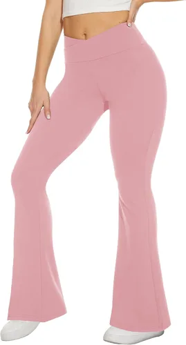 Miniatura 89 de TNNZEET Leggings acampanados negros para mujer, pantalones de yoga cruzados con bolsillos, corte de bota, leggings acampanados