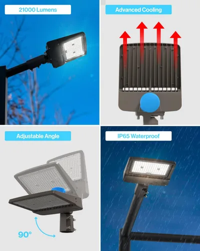 Miniatura 3 de Sunco - Luz LED para estacionamiento, poste para exteriores, 150 W, fotocélula del anochecer al amanecer, reemplazo HID, luz diurna de 5000 K, 21000
