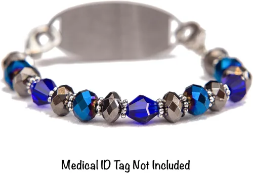 Miniatura 47 de Pulsera elástica de alerta médica, pulsera de identificación médica de repuesto intercambiable, etiqueta de identificación no incluida, cristales