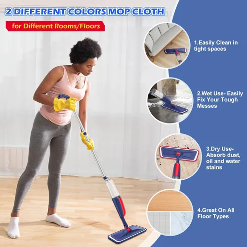 Miniatura 5 de Trapeadores en aerosol para limpieza de suelos: mopas húmedas MEXERRIS con 4 almohadillas lavables para Swiffer Powermop y 2 botellas recargables.