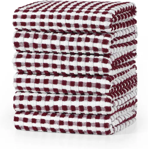 Miniatura 24 de SALAS Paños de cocina de algodón para secar platos de cocina, toallas de cocina de rizo de celosía, paños de cocina altamente absorbentes con lazo