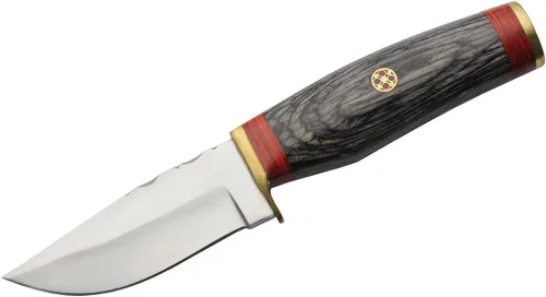 Miniatura 2 de SZCO Full Tang Upsweep - Cuchillo de caza de 7.25 pulgadas, cuchillo negro para exteriores con hoja de acero inoxidable, mango de madera y funda