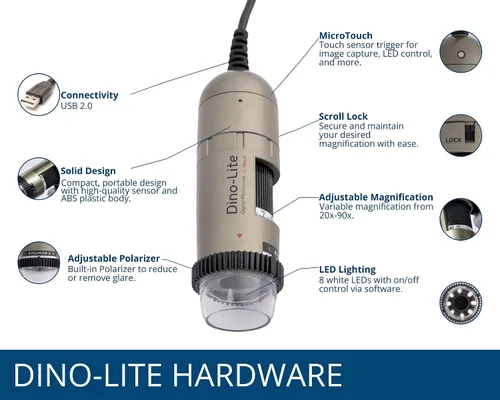 Miniatura 3 de Dino-Lite AM4113ZTL Microscopio digital de mano con polarizador ajustable, 1,3 MP, 10 x 90 x