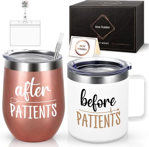 Regalos LiqCool para Enfermeras y Asistentes Dentales - Taza de 12oz y Vaso de Vino para Enfermeras, Médicos, Dentistas y Médicos - Regalo de