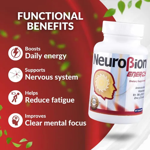 Miniatura 5 de 60 Cápsulas Neurobion Energy - Aminoácidos Vitamina B1 B2 B6 B12 - Aumenta la Alerta Mental y la Resistencia