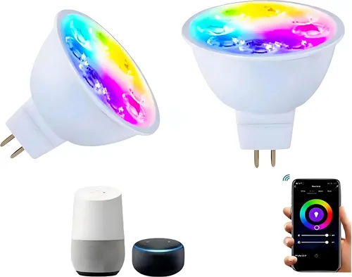 Miniatura 12 de Bombillas LED inteligentes GU10 regulables con cambio de color, foco GU10 RGB, foco LED WiFi y Bluetooth compatible con Alexa Google, 16 millones