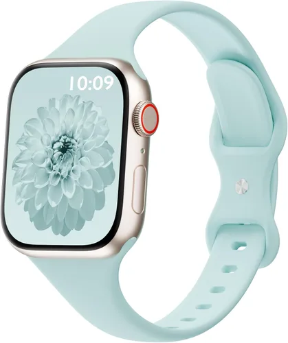 Miniatura 42 de Bandas delgadas de silicona deportivas compatibles con Apple Watch de 38mm 42mm 40mm 44mm 41mm 45mm 46mm 49mm, correa de repuesto delgada y estrecha