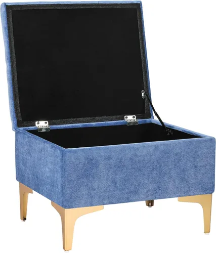 Miniatura 4 de Homebeez Mesa de centro otomana rectangular contemporánea de 19.7 pulgadas con patas de metal dorado, color azul