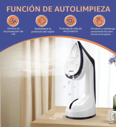 Miniatura 8 de Vaporizador para ropa, vaporizador y plancha 2 en 1 de 1600 W con placa de cerámica grande, potente vapor turbo, control inteligente de temperatura
