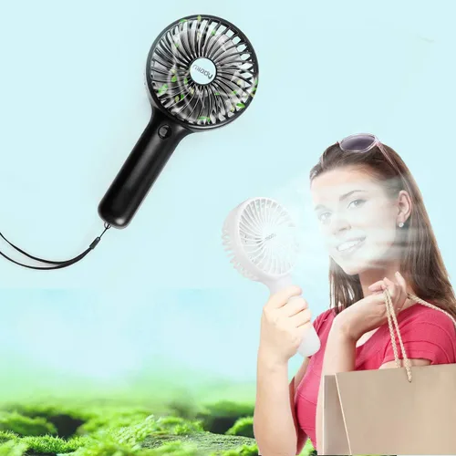 Miniatura 3 de Miady Paquete de 2 ventiladores portátiles mejorados de 5000mAh, ventilador de mano mini USB de 3 velocidades, viento fuerte, tiempo