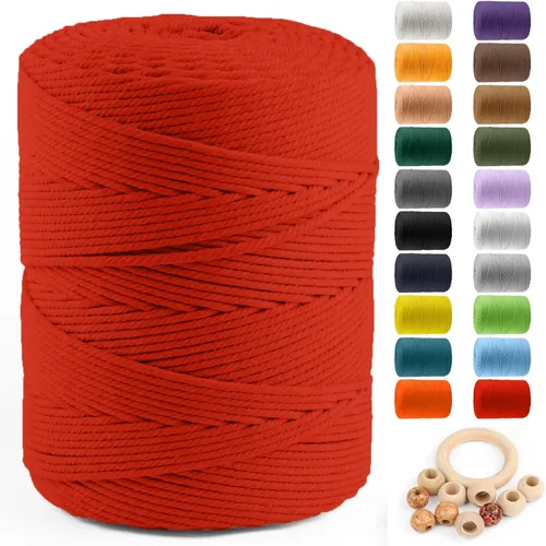 Miniatura 21 de Cuerda de algodón para macramé de 5 mm x 109 yardas, ZUEXT 100% natural hecha a mano, cuerda de algodón trenzada de 4 hebras para colgar plantas