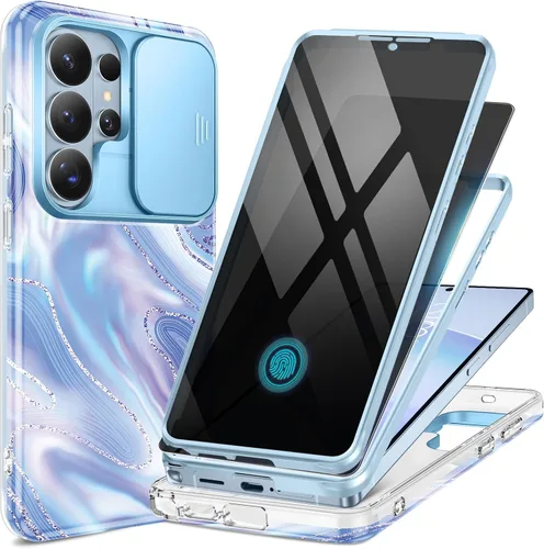 Miniatura 25 de GVIEWIN para Samsung Galaxy S23 Ultra Funda con cubierta deslizante para cámara, [Protector de pantalla incorporado] [2 Marcos frontales] Funda