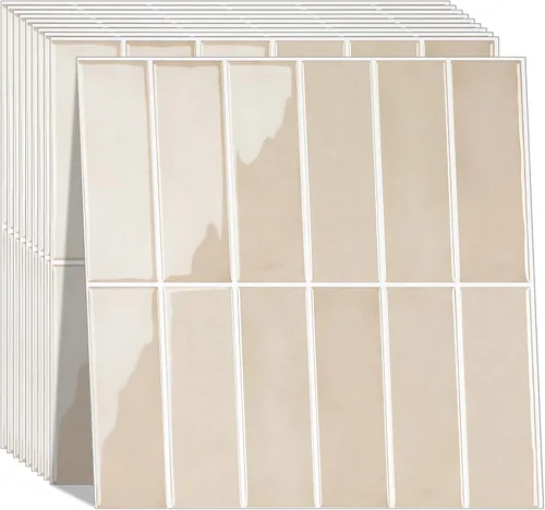 Miniatura 13 de Azulejos autoadhesivos para despegar y pegar, diseño mate más grueso de 12 x 12 pulgadas, para despegar y pegar en muro de cocina (negro ceniza)