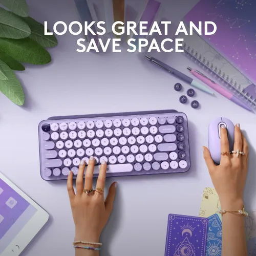Miniatura 7 de Logitech POP Keys - Teclado mecánico inalámbrico con teclas Emoji personalizables, diseño compacto duradero, conectividad Bluetooth o USB, Cosmos
