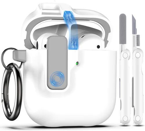 Miniatura 29 de RFUNGUANGO Funda protectora para AirPods Pro de 2ª generación con kit de limpieza, funda rígida militar con cerradura para funda de carga de AirPod