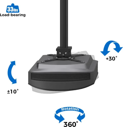 Miniatura 4 de Soporte para proyector, altura ajustable de 55 a 79 pulgadas, soporte de techo universal de movimiento completo, peso máximo de 22 libras y brazos