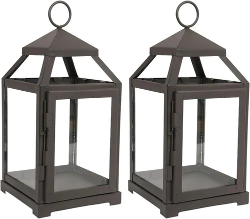 Miniatura 14 de Hosley's Farol estilo clásico, de 12 pulgadas de alto, de hierro y vidrio Regalo ideal para celebraciones, fiestas, bodas, Aromaterapia y Spa.