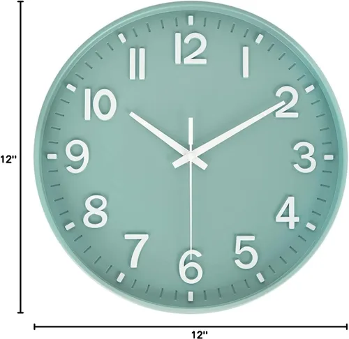 Miniatura 7 de HZDHCLH Reloj de pared de cuarzo moderno, funciona con pilas, 12 pulgadas, silencioso, sin tictac, números 3D, reloj redondo para pared, reloj