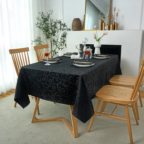 Miniatura 11 de Marina Decoration Mantel jacquard impermeable grueso elegante con ramas de damasco sólido de alta calidad, decorativo para el hogar, cocina, Crema