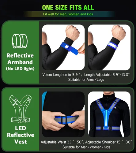 Miniatura 6 de Chaleco reflectante para correr con luz LED, chaleco reflectante recargable de alta visibilidad