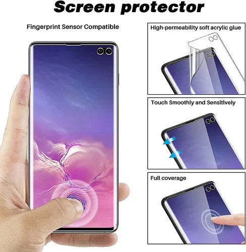 Miniatura 6 de TOCOL Paquete de 2 + 2 protectores de pantalla para Samsung Galaxy S10 Plus, paquete de 2 protectores de pantalla de TPU y 2 protectores de lente