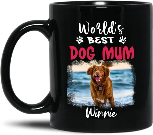 Miniatura 8 de Tazas de café personalizadas, regalo para cumpleaños de amantes de los perros, taza de cerámica de 11 onzas y 15 onzas, taza de café negra