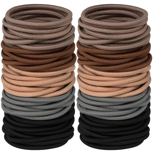 Hageolan Ligas para el cabello de varios colores, 120 bandas elásticas grandes, soportes para cola de caballo sin daños para cabello grueso, Surtido