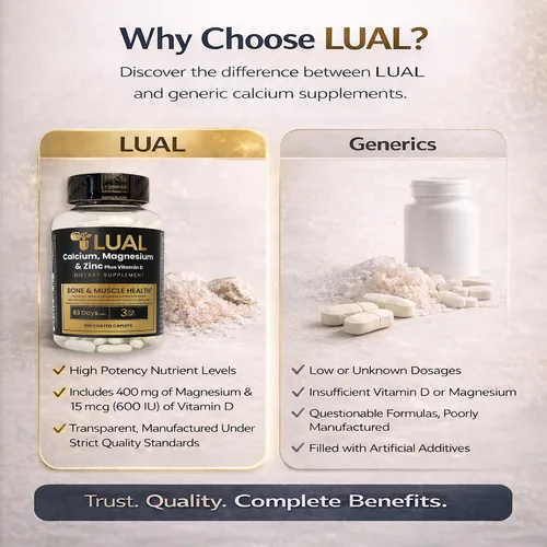 Miniatura 8 de Calcio, magnesio, zinc y vitamina D3. LUAL Calcio, magnesio y zinc con vitamina D - Suplemento de apoyo óseo y muscular para adultos, suplemento