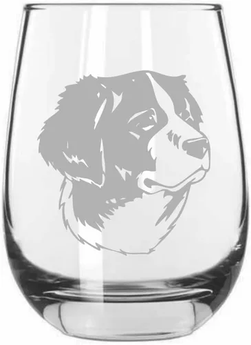 Miniatura 478 de Sakhalin Husky Dog - Copa de vino grabada personalizada de 15.25 onzas sin tallo