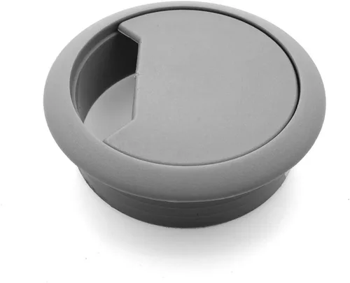 Miniatura 2 de Modket M4327-60-GRY-5 - Cubierta de agujero organizador de cables de computadora de 2-3/8 pulgadas, ojal de plástico gris para escritorio, paquete